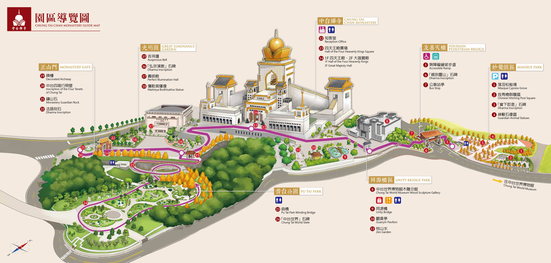 中台禅寺园区导览图